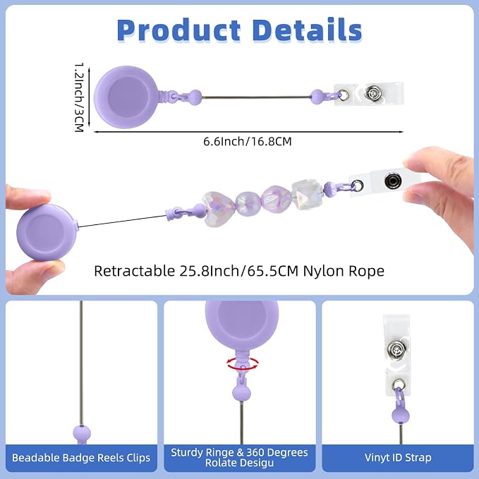 30pcs Purple Beadable Badge Reels Making Kits - Image 7