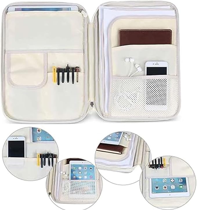 JAKAGO A4 Travel Portfolio Multifunctional Document Organizer Zippered Case - Image 6