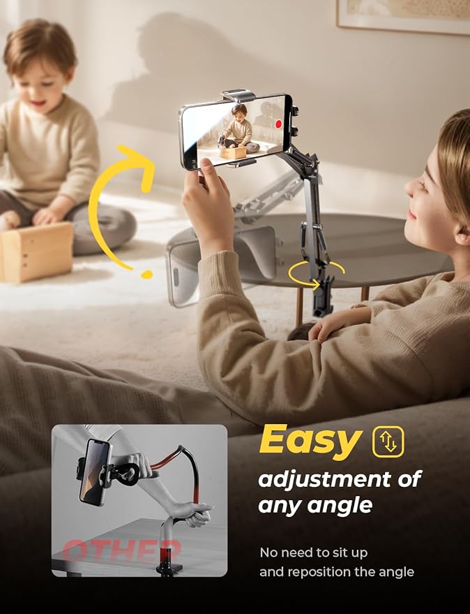 LISEN Gooseneck Phone Holder for Bed Desk Cell Phone Stand for Desk Bed Gaming - Image 4