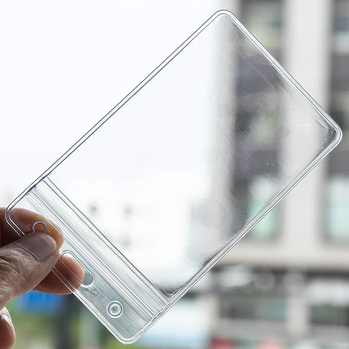 Vertical ID Badge Holders Sealable Waterproof Clear Plastic Holder, Fits - Image 3