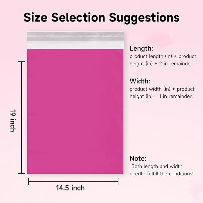 Pink Poly Mailers 14.5x19 Inch, 100 Pack, Shipping Bags | Self-seal package bags - Image 4