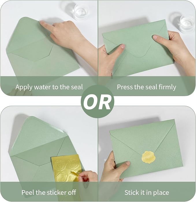100 PCS Sage Green Colorful A7 Envelopes - Image 3