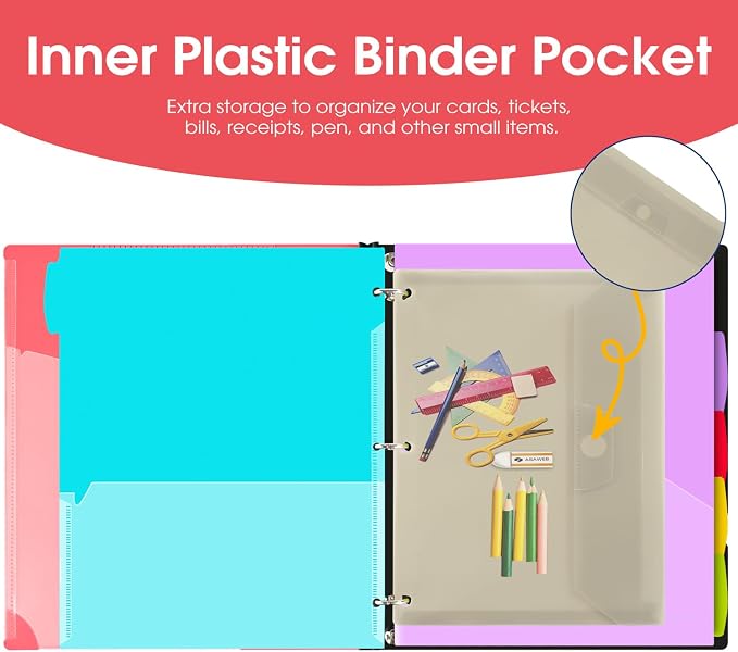 INFUN 1 Inch Telescoping Project Organizer Binder-2PCS, 13 Pocket, Customizable - Image 5