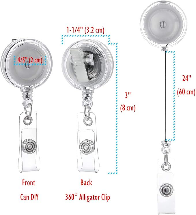 QREEL - 100 Pack - Retractable ID Name Badge Holder Reels - Image 2