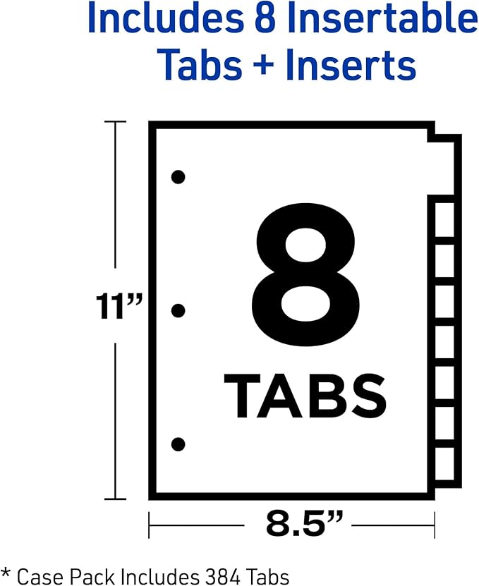 Avery Insertable Dividers for 3 Ring Binders, 8 Tabs per Set, Buff Paper - Image 5