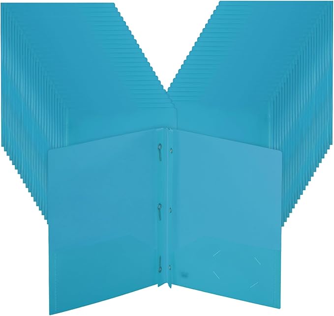 Mr. Pen- Plastic Folders with Pockets and Prongs, 48 Pack, Letter Size | Blue by MrPen