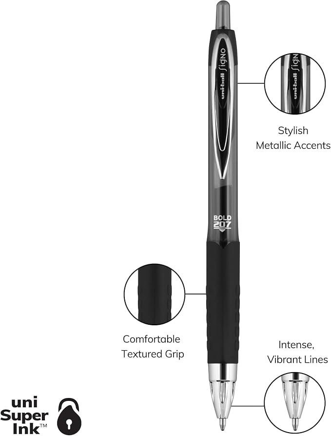 Uni-Ball® 207™ Retractable Fraud Prevention Gel Pens, Bold Point, 1.0 mm - Image 6