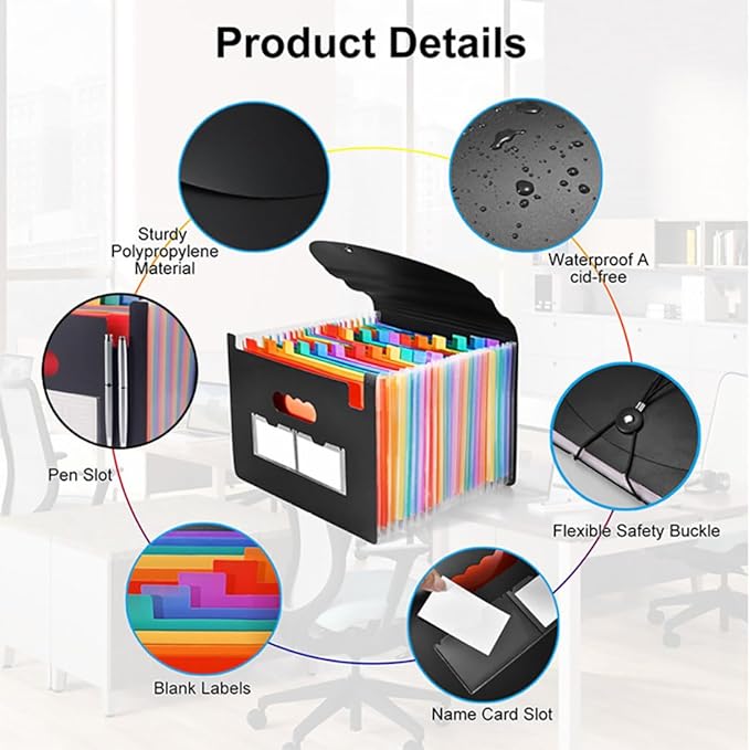 13 Pockets Accordion File Organizer 2 Packs Desktop Expanding File Folders - Image 2