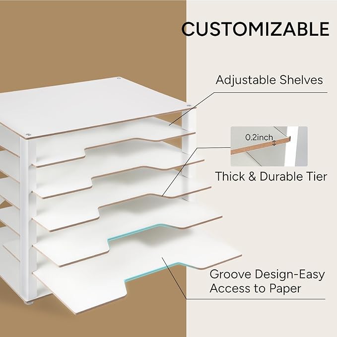 Yumkfoi Construction Paper Organizer 12" x 18", 6-Tiers Paper Organizer Storage - Image 4