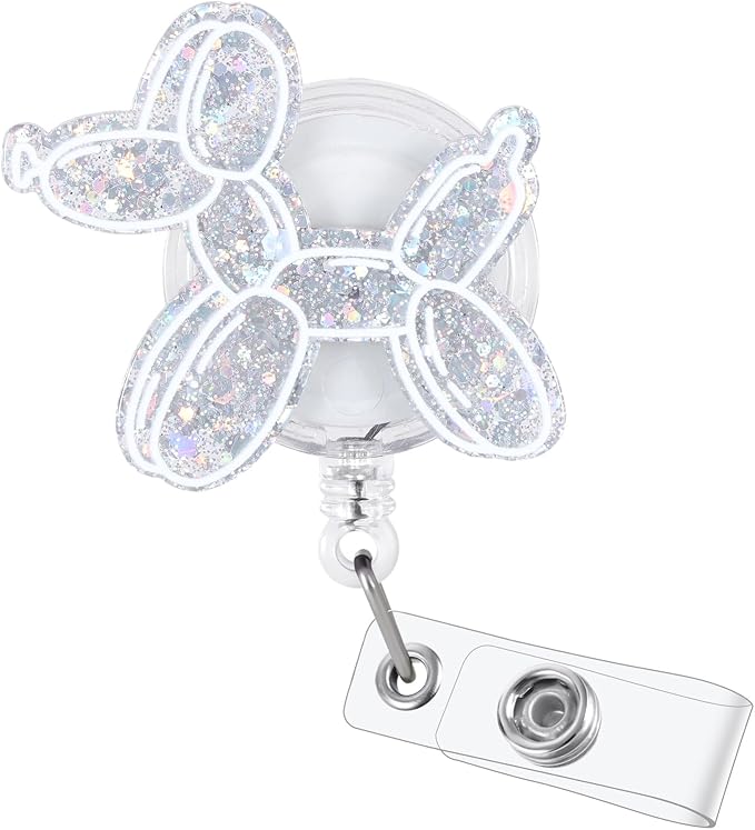 Funny Balloon Dog Nurse Badge Reel, Cute Retractable ID Pediatric Badge Holder by LINAYOHA