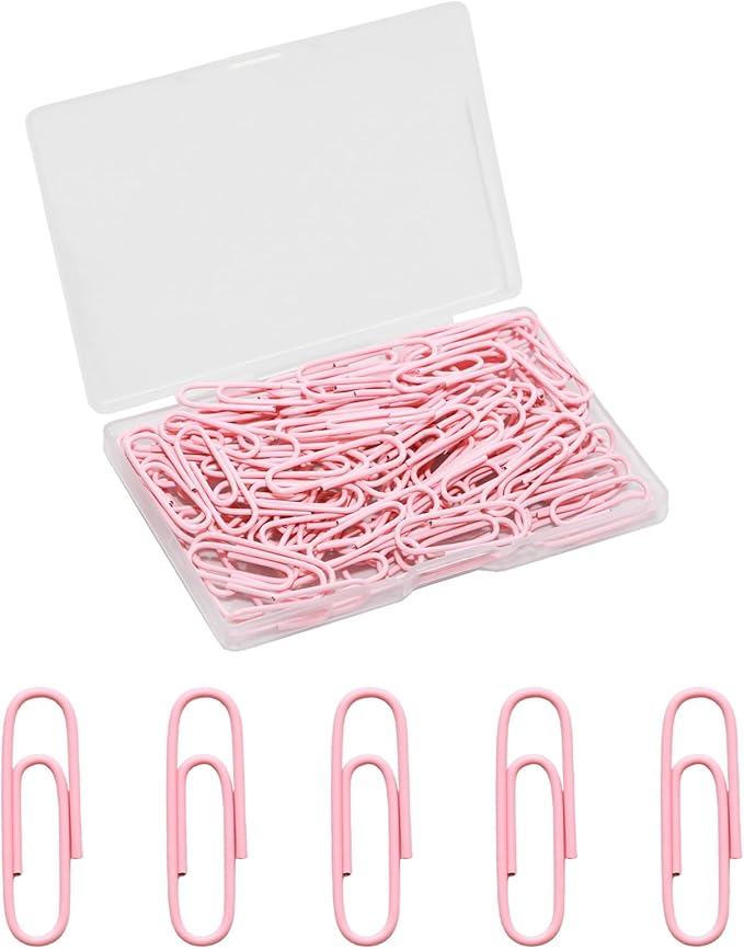 100 Pcs Pink Paper Clips, 1.1 Inch Colorful Paperclips | Vinyl Coated, Colored by Unknown