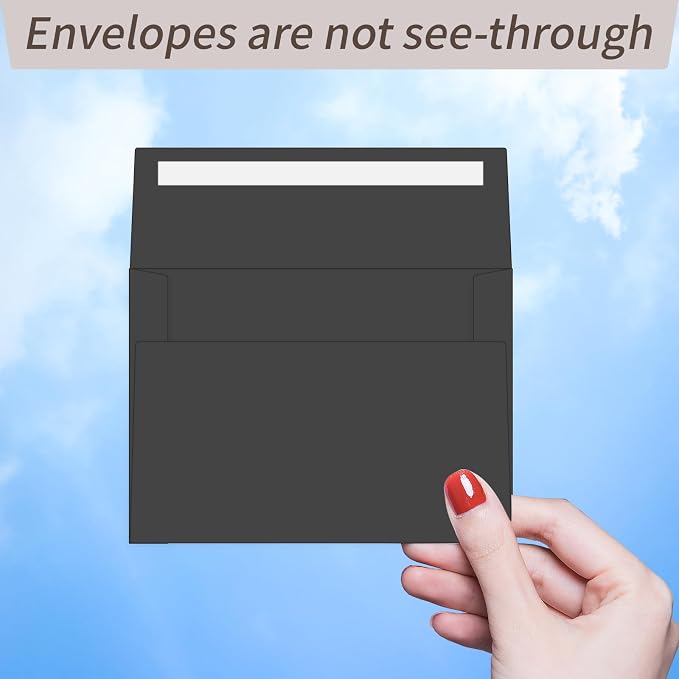 100 Packs Black 4x6 Envelopes for Invitation Card, A6 Small Envelopes Self Seal - Image 4