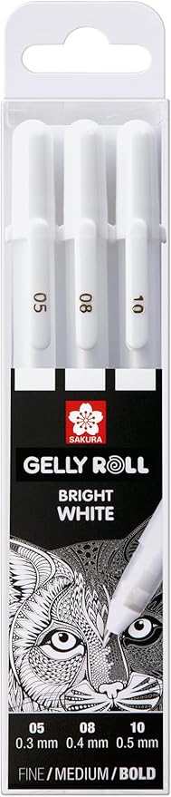 SAKURA Gelly Roll Basic White Gel Pen Set of 3, Drawing & Crafts by SAKURAOFAMERICA