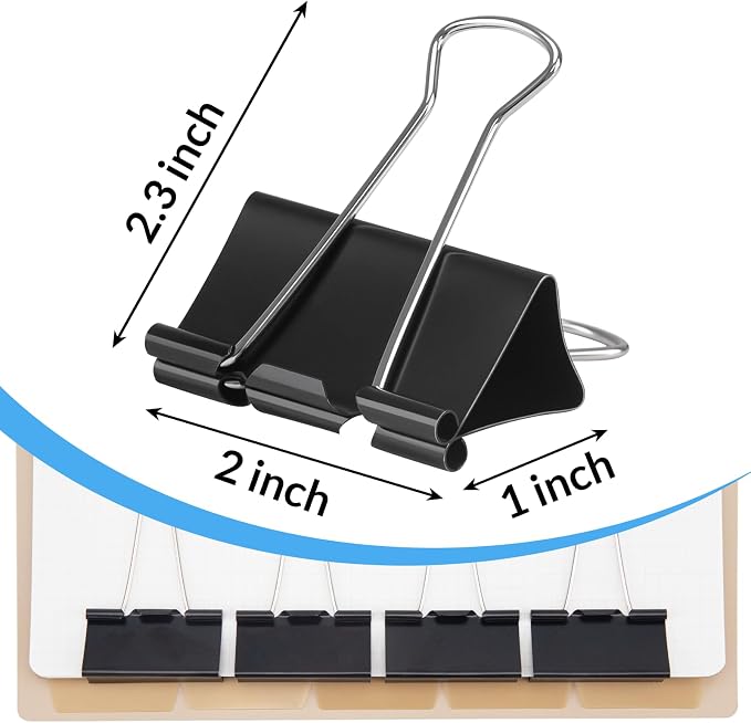2 Inch 12 Pack Extra Large Binder Clips, Jumbo Paper Clips, Big Paper Clamps - Image 2