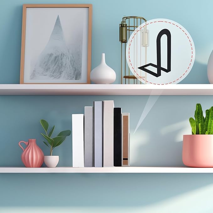 Chunful 2 Pcs Black Modern Metal Book Ends - Image 6