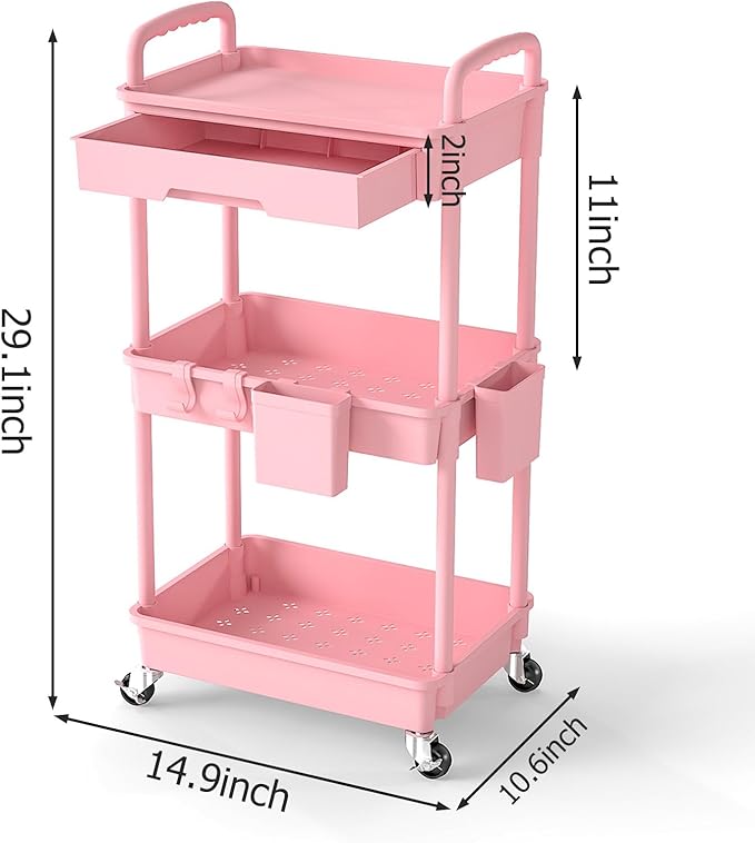 3 Tier Rolling Utility Cart - Image 2