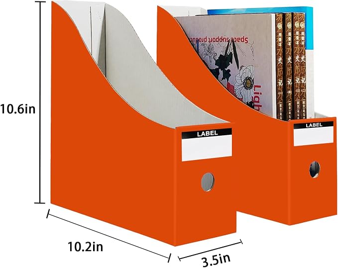 Limitliho Orange-red Cardboard Magazine Holder, Magazine File Holder - Image 5