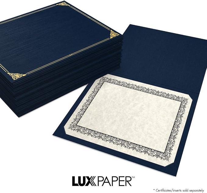LUXPaper 9.5" x 12" Certificate Holders | Nautical Blue Linen | Embossed Silver - Image 7