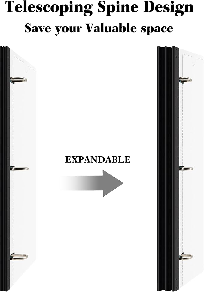 INFUN 1 Inch 3-Ring Telescoping Project Organizer Binder-2PCS, 13 Pocket - Image 3