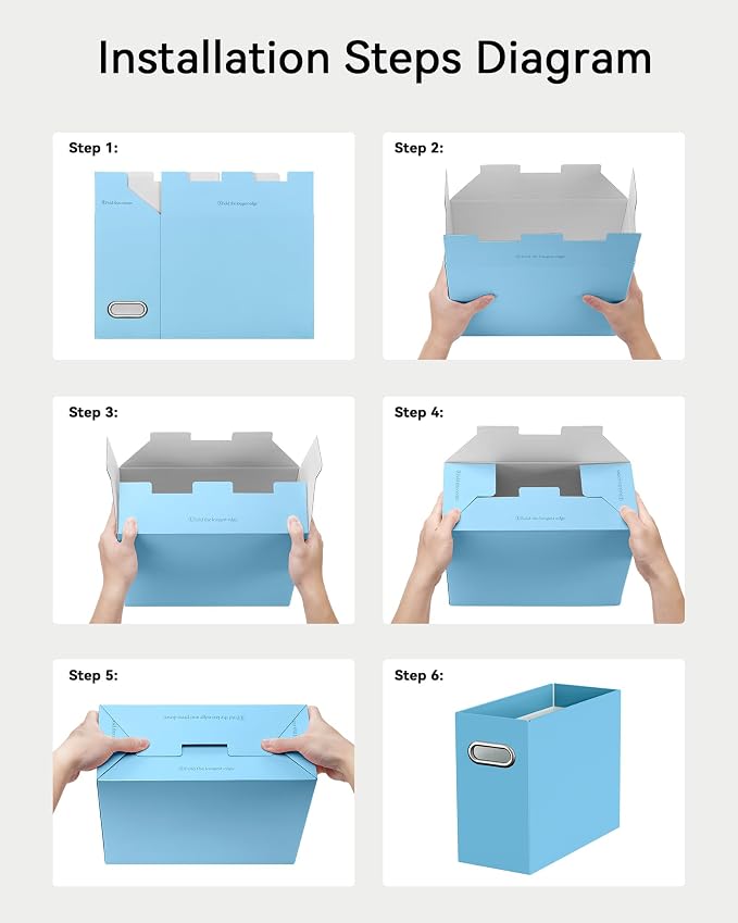 Oterri File Organizer Box, Portable Collapsible Cardboard File Folder Organizer - Image 5