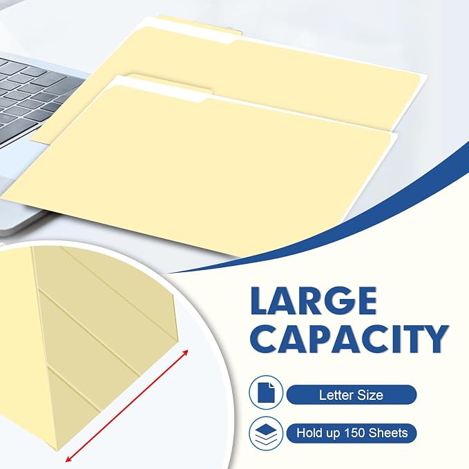 File Folder, PANDRI 120 Pack File Folder, 1/3 Cut Tab, Letter Size, Filing - Image 4