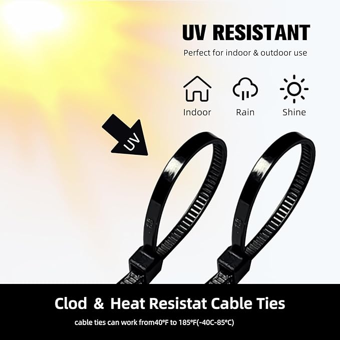 Zip Ties 6 inch, 1000 Pack Black Zip Ties, Self-Locking Nylon Cable Ties - Image 3