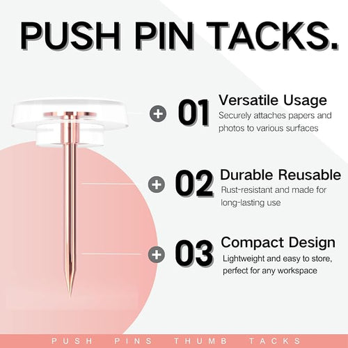 120 PCS Flat Rose Gold Push Pins - Image 2