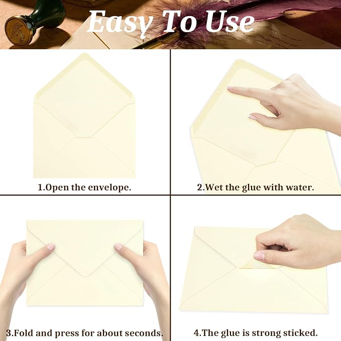 50 Pack A7 Envelopes, Ivory Greeting Card Envelopes, 5.24 x 7.24 inches - Image 4