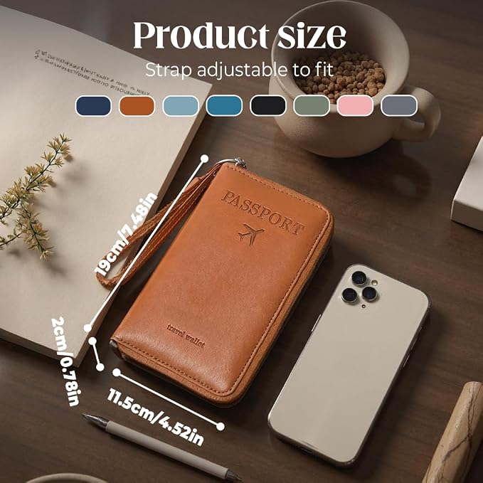 RFID Passport Holder for Wallet, RFID Blocking Document Organizer Clutch Bag - Image 5