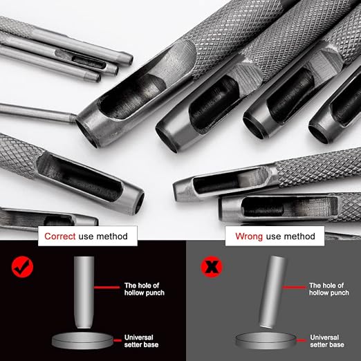 15 Pcs Leather Hole Punch, Hole Punch Set Round Steel Leather Craft Hollow Hole - Image 5