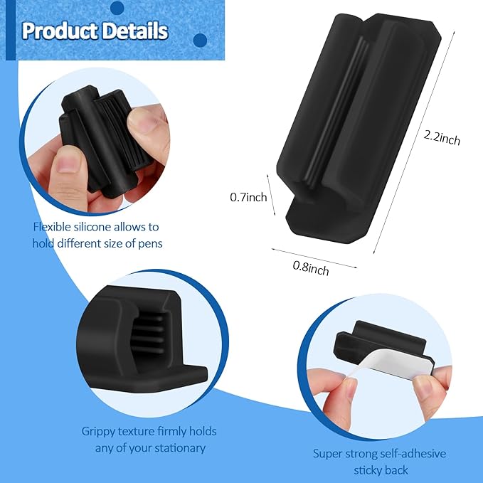 BOBOKA 20Pcs Pencil Holder for Desk, Adhesive Pen Holder for Classroom - Image 6