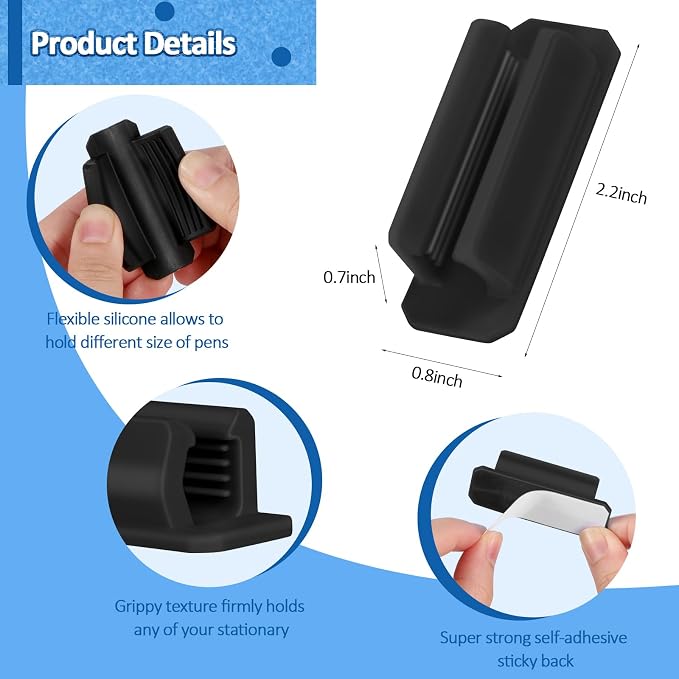 BOBOKA 20Pcs Pencil Holder for Desk, Adhesive Pen Holder for Classroom - Image 2