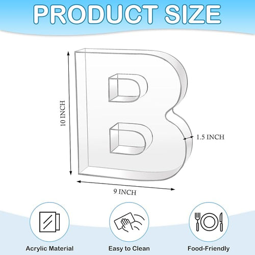10" B Clear Acrylic Letter Charcuterie Board Box, Reusable Fillable Decorative - Image 2