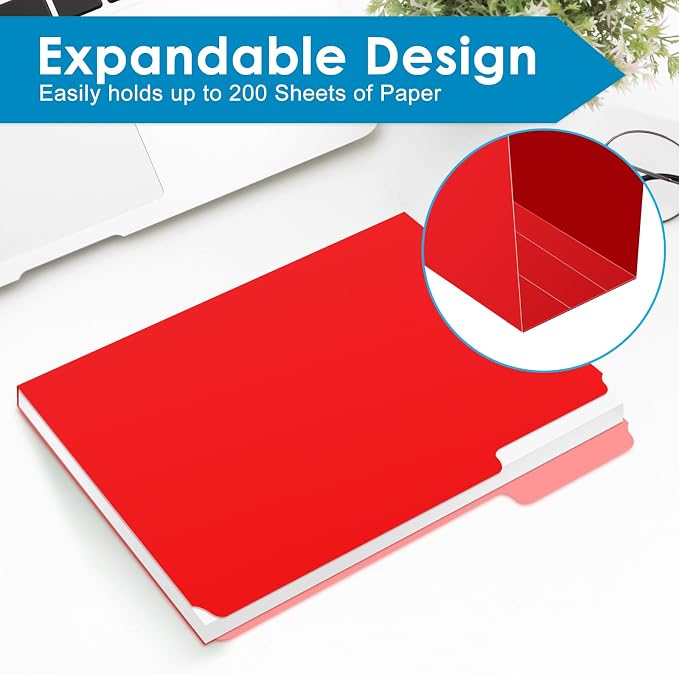 WEMEMORN 120-Pack Assorted Color File Folders, 8.5 x 11 Inch, 1/3 Cut Tab - Image 3