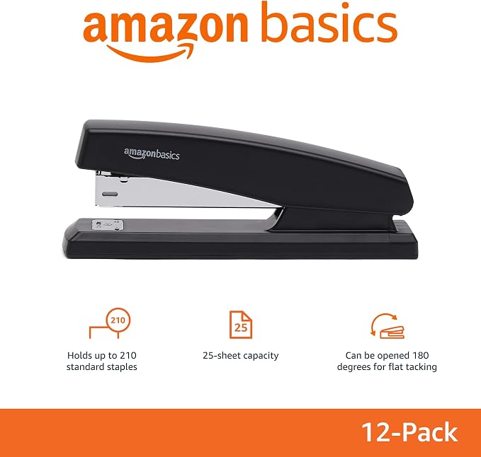 Amazon Basics Office Desk Stapler, 25-Sheet Capacity, Non-Slip - Image 2