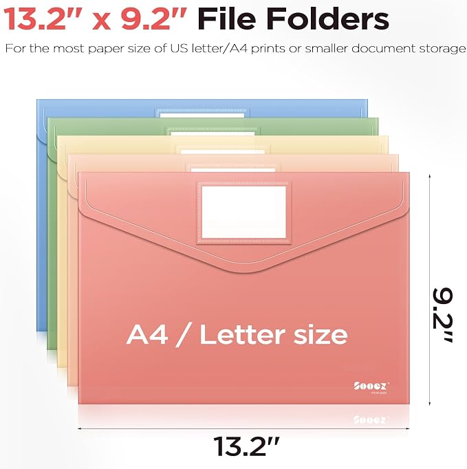 Sooez 20 Pack Plastic Envelopes, Plastic File Folder, Folders - Image 6