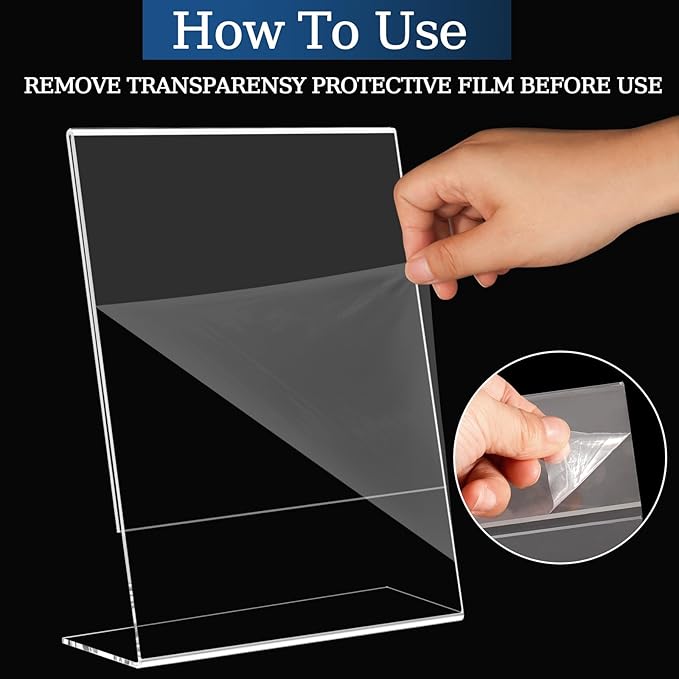 12 Pack 8.5x11 Inch Acrylic Sign Holder Clear Plastic Table Display Stand - Image 3