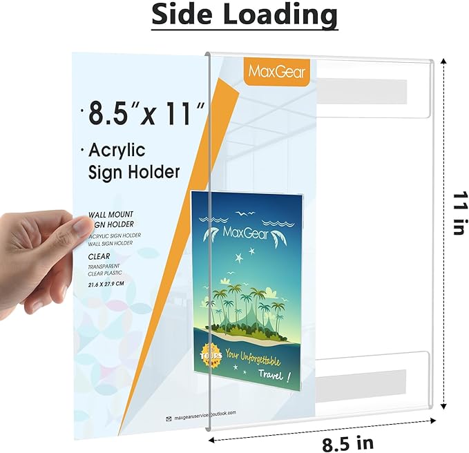 MaxGear Acrylic Sign Holder 8.5 x 11 Wall Mount - Image 5