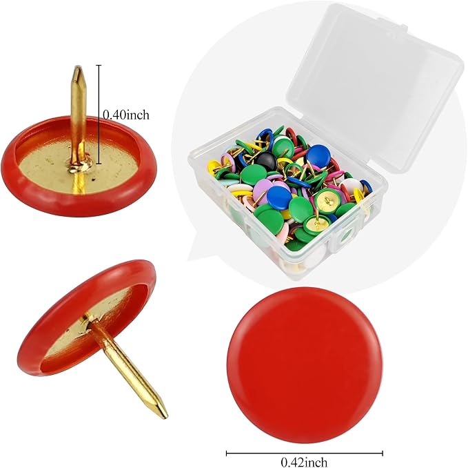 100 Pcs Thumb Tacks, Drawing Pins, Metal Flat Push Pins, Round Head Drawing Pins - Image 4