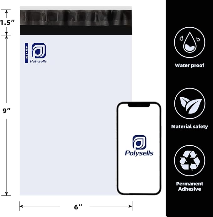 POLYSELLS 1000 6x9 Inch White Pack Poly Mailers Shipping Envelopes, Strong - Image 2