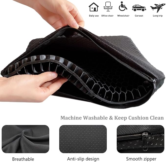 Super Large Gel Seat Cushion for Long Sitting Pressure Pain Relief | 19x19inch - Image 2