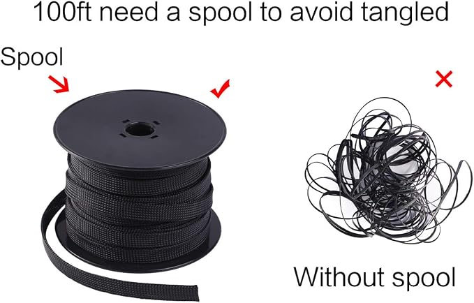 Keco 100ft – 1/8 inch PET Expandable Braided Cable Sleeve – Wire Sleeving - Image 7