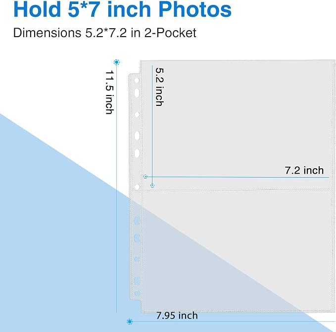 Sooez 60 Pack Heavy Duty Photos or Postcards Page Protectors, Plastic Clear - Image 2