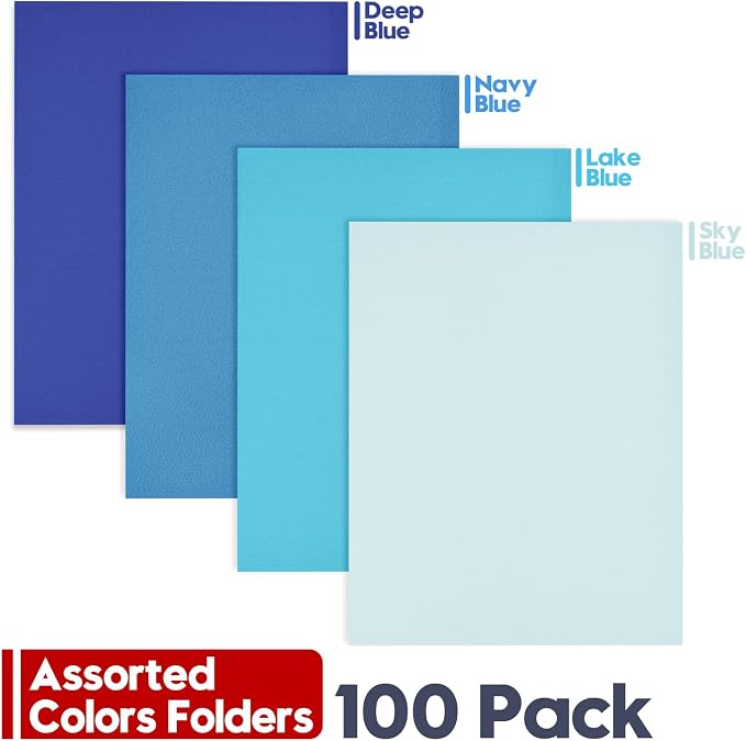 Folders with Pockets, 100 Pack Letter Size Durable Thick Paper 2 Pocket Folders - Image 4