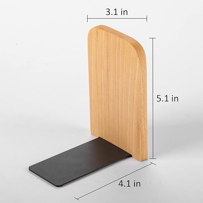 Muso Wood Book Ends for Shelves, Non-Slip Bookends, Heavy Duty Wooden Bookend - Image 6