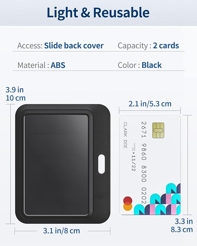 Uniclife 1 Pack Sliding ID Badge Holder Black Horizontal Hard Plastic Case - Image 7