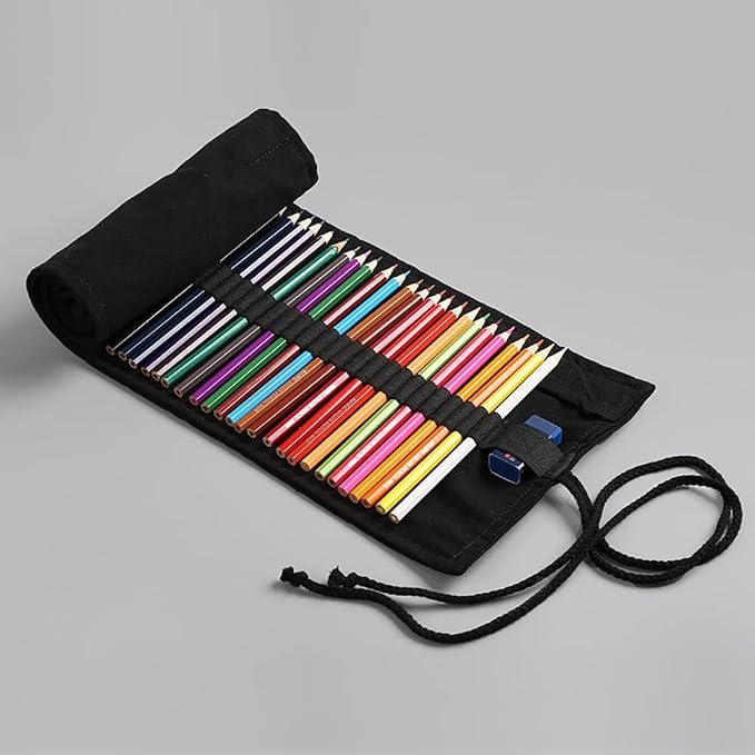 DIYOMR 12/24/36/72 Slots Pencil Wrap Pencil Rolls, Artist Colored Pencil Roll - Image 3