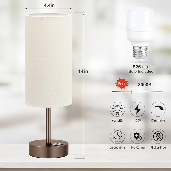 Dicoool Beige Touch Table Lamp for Bedroom - Image 5