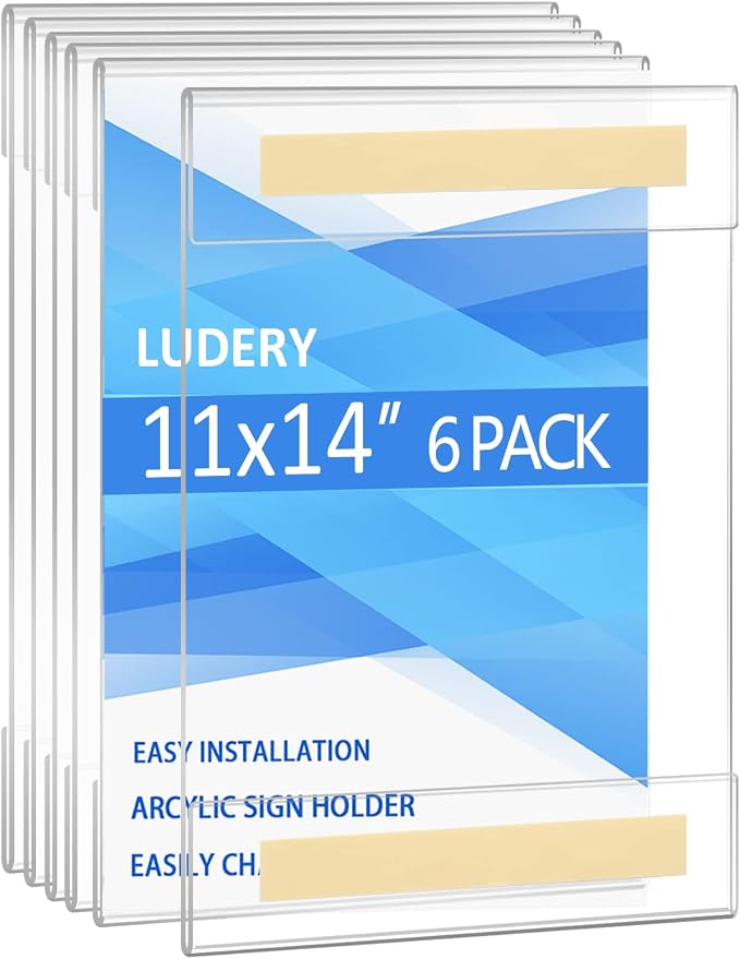 Acrylic Sign Holder 11 x 14 Wall Mount, Wall Mount Sign Holders, Plastic Wall by Ludery