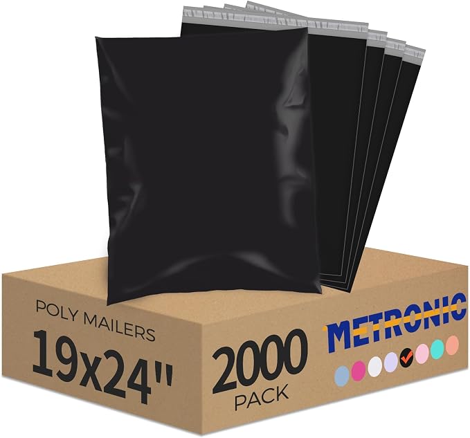 Metronic Poly Mailers 19x24 Inch 2000pcs Black, Large Shipping Bags by METRONIC
